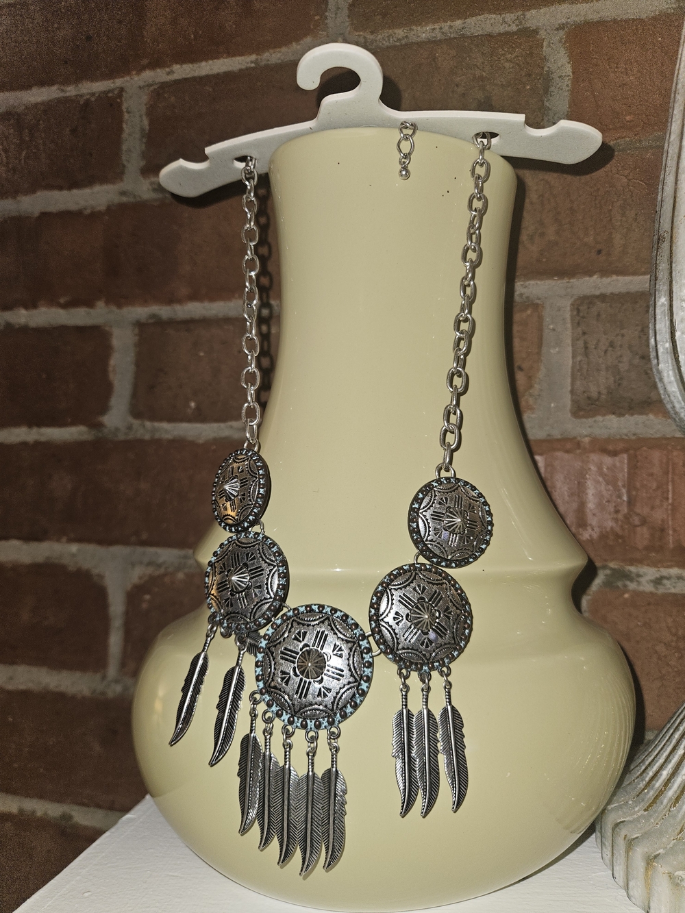 Mauices Silver/Turquoise Southwestern Bohemian Medallion Bib Necklace